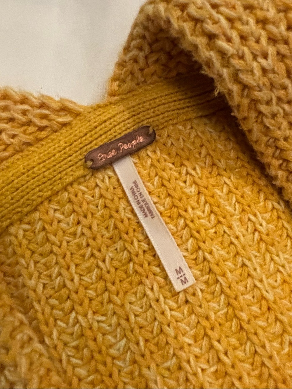 Free People Mustard Yellow Chunky Open Cardigan Sweater | Medium - Picture 7 of 8